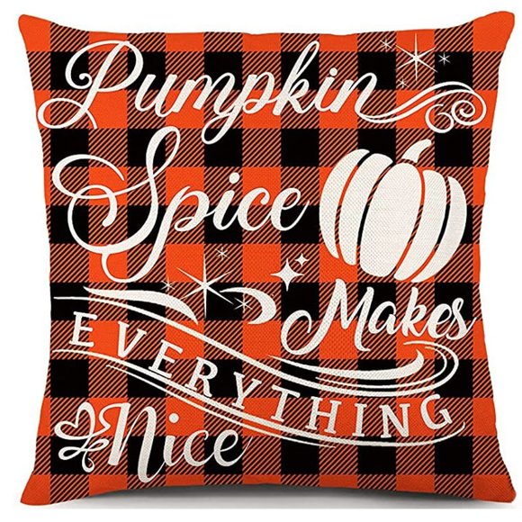 Other - NWT Pumpkin Spice Fall Plaid Accent Pillow Decor